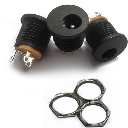 50PCS/Lot DC022 DC022m 5.5*2.5MM Round hole screw nut DC socket/jack Female Connector