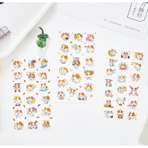 6pcs/pack Kawaii korean Style Big Eyes Cat Paper Sticker Decorative Pegatinas Stationery DIY Sticker Label
