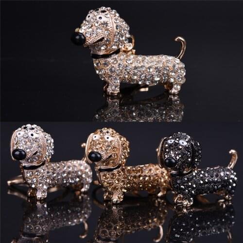 Dog Dachshund Crystal Keychain Bag Charm Pendant Keys Holder Keyring Jewelry For Women Girl Gift Keychain Jewelry