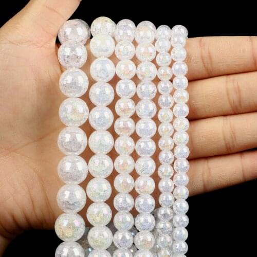 Natural Stone Beads Glossy White Burst Flower Stone Loose Beads for Jewelry Making Needlework DIY Bracelet Strand 4-12 MM