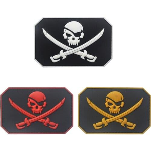 Skull Pirate PVC Patch Emblem Armband Badge Sword Freedom Military Decorative Appliques Embellishments Tactical Patches
