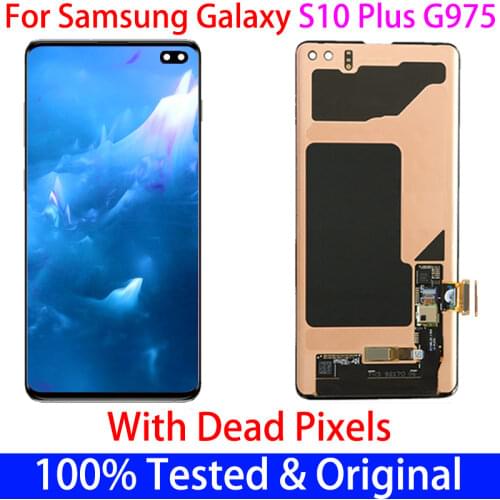 For Samsung Galaxy S10 PLUS G975A G975U G975F G975V LCD Display+Touch screen Assembly With a spot+frame Original AMOLED Screen