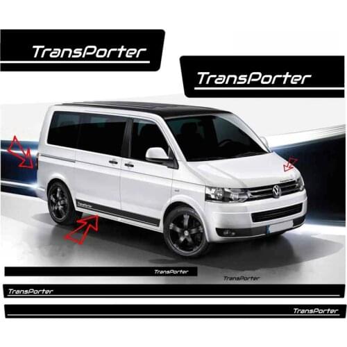 For-Volkswagen Transporter T4 T5 T6 Auto Body Accessories Sport Stickers 4PCS Car Door Side Skirt Stripes Stickers Vinyl Decal