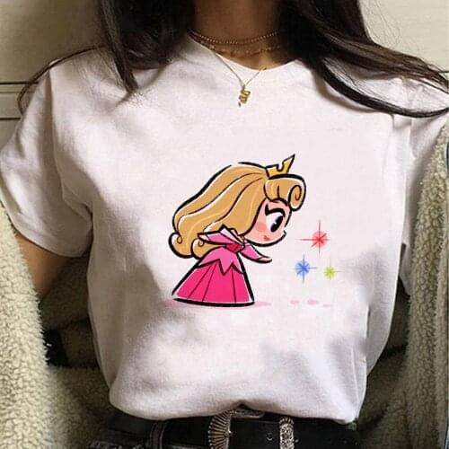 Princess Aurora Sleeping Beauty Print T Shirt Female Grunge Tshirt Cartoon Funny Tops Graphic Clothes Fashion Girl T-shirt