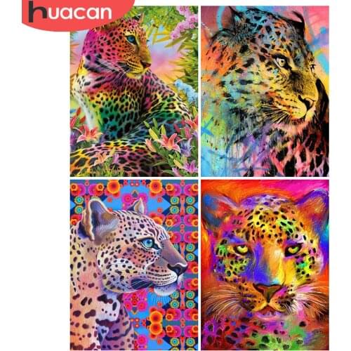 HUACAN DIY Diamond Painting 5D Leopard Full Square/Round Mosaic Animal New Arrival Embroidery Home Decor Diamond Art