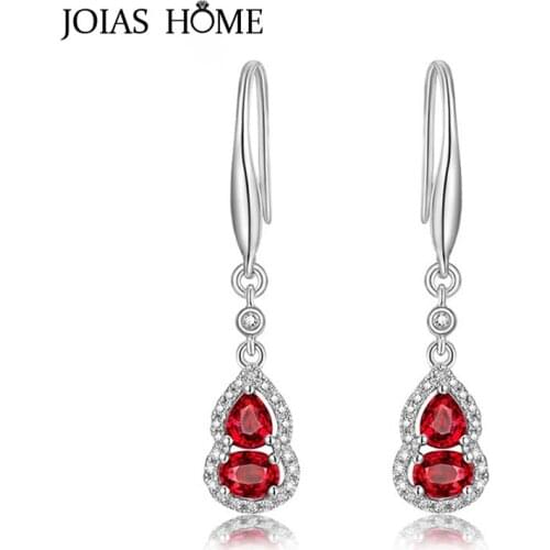 JoiasHome 925 Sterling Silver Women Jewelry Set Pandent Earrings Ruby Gemstone for Fashion Women Wedding Fine Jewelry Wholesale