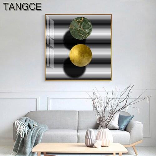 Abstract Circles Square Canvas Painting Emerald Blue Wall Art Picture for Living Room Fashion Posters and Prints Navy Blue Decor