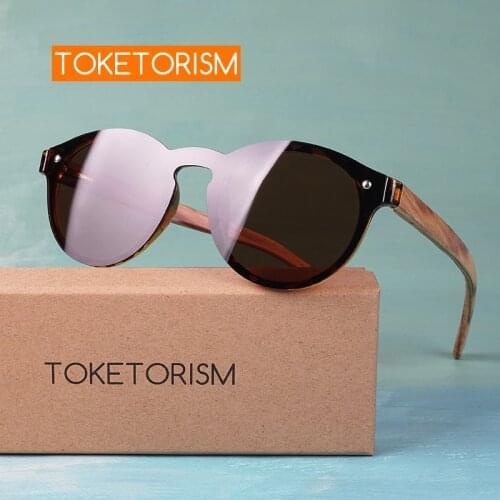 Toketorism Handmade Round Polarized Sunglasses Woman Anti glare Wood Glasses for Men 2051