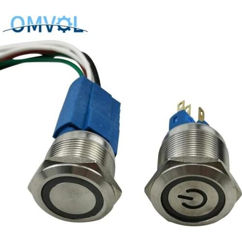 22mm Metal Waterproof Push Button Switch Self locking/ Momentary 6pin Button Switch with Led Light Metal Push Switch