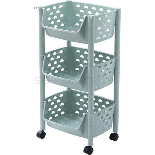 Kitchen shelf floor type multi-layer trolley slotted storage rack household fruit and vegetable basket vegetable basket storage