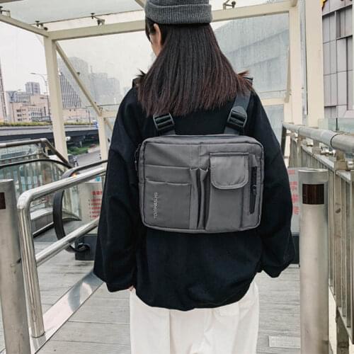 Fashion Unisex Tactical Chest Bag Streetwear Chest Rig Bag Hip Hop Functional Waist Pack Adjustable Pockets Waistcoat Kanye West
