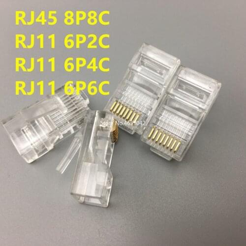 10Pcs RJ11 RJ45 6P2C 6P4C 6P6C 8P8C Telephone Internet Modular Plug Jack Network Connector