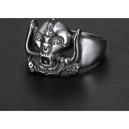 Megin D Punk Personality Small Skull Stainless Steel Mens Rings for Men Father Lover Friend Fashion Design Gift Jewelry
