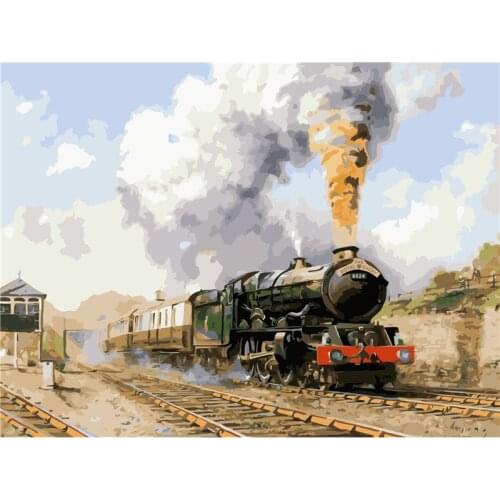 Painting By Numbers DIY Dropshipping 40x50 60x75cm Vintage era steam train Still life Canvas Wedding Decoration Art picture Gift
