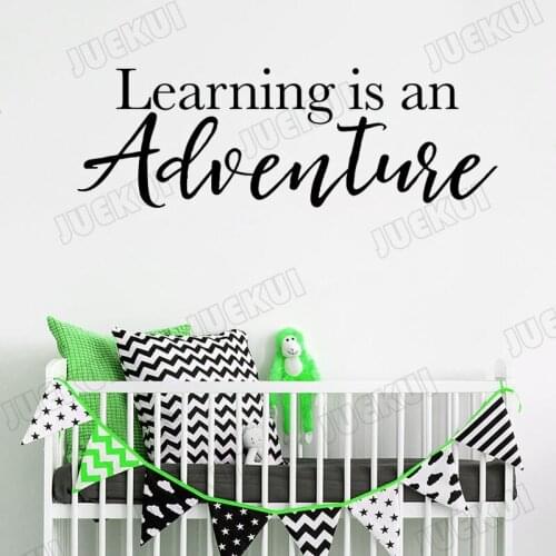 Learning is an Adventure Letters Pattern Wall Stickers for Classroom Children Study Vinyl Decals Nursery Kids Bedroom Art TA08