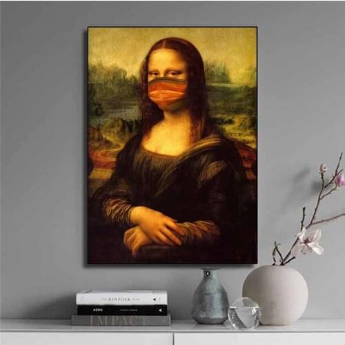 Wall Art Poster HD Prints Mona Lisa Funny Mask OilModular Pictures Retreo Canvas Painting Home Decor For Living Room No Frame