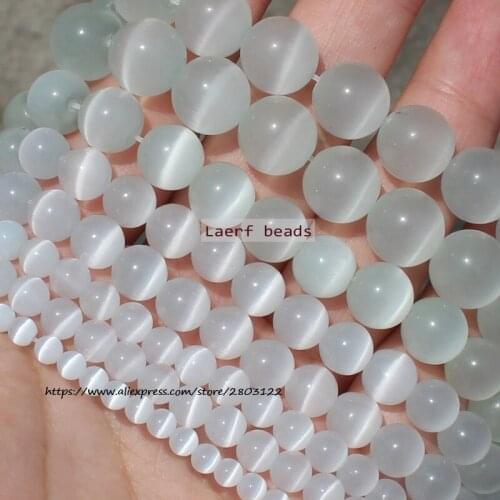 Natural White Cats Eye 4-12mm Round Loose Beads, For DIY Jewelry Making !We provide mixed wholesale for all items