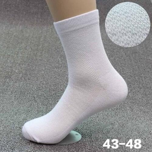 Mens Sock Black White Business Men Socks Soft Breathable Summer Autumn Short Socks For Male Mesh Plus Size Socks 44 45 46 Sox