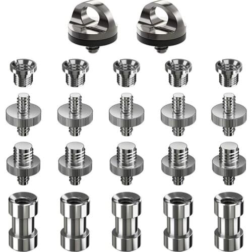 New Camera Screws, 22 Pcs Converter Threaded Screws Adapter Mount Set Camera/Tripod/Monopod/Light Stand/Quick Release Neck Strap
