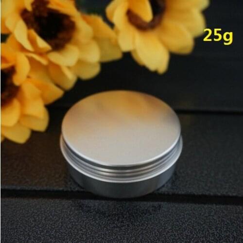 25g 49*17mm Silver Empty Round Aluminum Box Metal Tin Cans 25ml Cosmetic Cream Container DIY Refillable Jar Tea Aluminum Pot