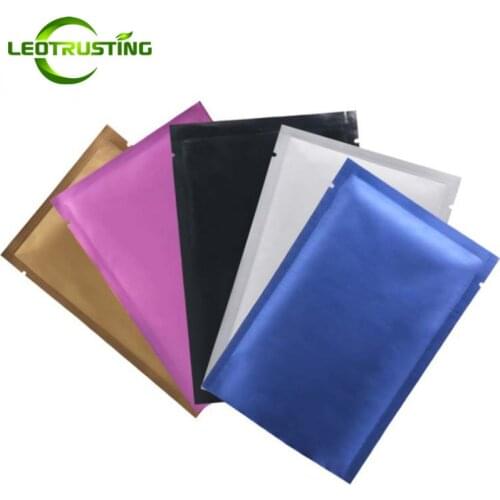 100pcs Thick Open Top Pure Aluminum Foil Bag Seads Powder Flour Liquid Chocolate Tea Kitchen Spice Heat Sealing Gift Pouches