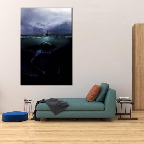 Posters and Prints HP LOVECRAFT Cthulhu Mythos Necronomicon Dagon Mountains Madness Art Poster Canvas Painting Home Decor