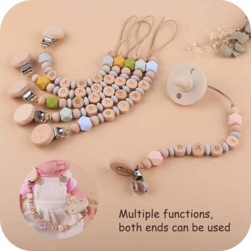 Customized Baby Name Baby Shower Chupetes Para Bebes Holder Dummy Teether Soothie Chain Nipple Pendant Leash Strap