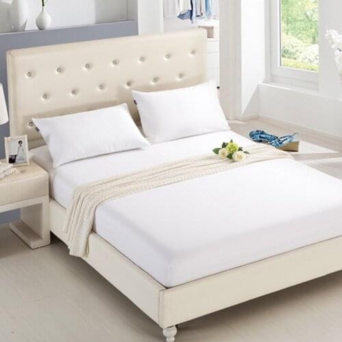 Home Textile Bedsheet Couple Mattress Cover Bed Sheet with Elastic Band Bed Linen Cotton Solid Double Queen Fitted Sheet 180x200