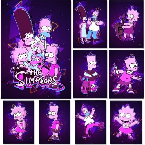 Anime The Simpsons Poster Prints Wall Art Painting on Canvas for Nursey Kindergarten Home Decoration Wall Picture Cuadros