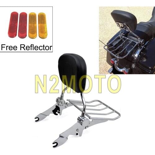Motorcycle Adjustable Sissy Bar Luggage Rack Black Rear Backrest Latch Kit for Harley Touring Electra Ultra Road Glide 2009-2017