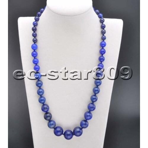 S2162 20" 16mm Natural Blue lapis lazuli Round Bead Tower Necklace