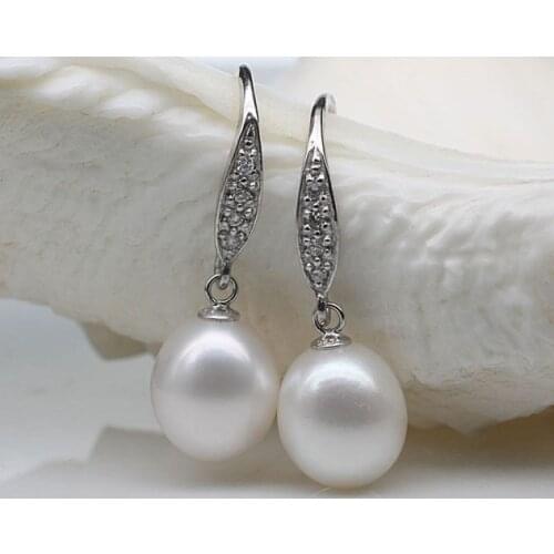 Cultured Pearl Earrings Drop Earrings Wedding Bridal Silver Earrings Fresh Water Fashion Jewelry for Charm Women