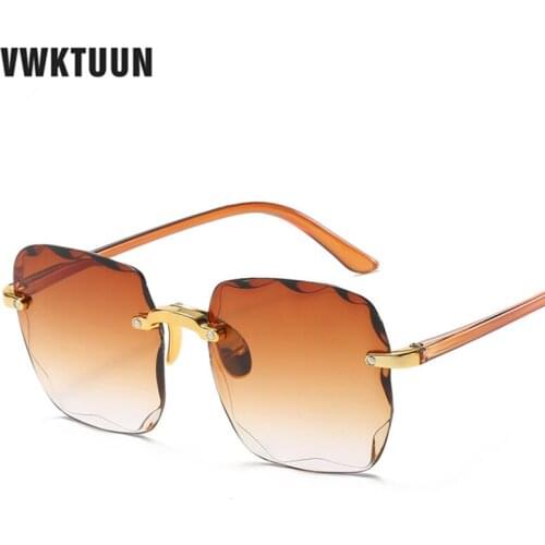 VWKTUUN Rimless Sunglasses Women Men Driving Driver Shades Vintage Square Sun Glasses For Men Brand Designer UV400 Oculos