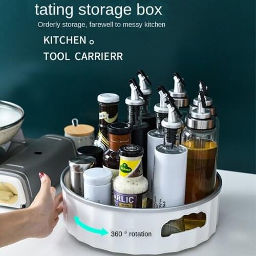 360 Rotating Round Spice Storage Rack Tray Turntable Home Kitchen Jar Holder Organizer