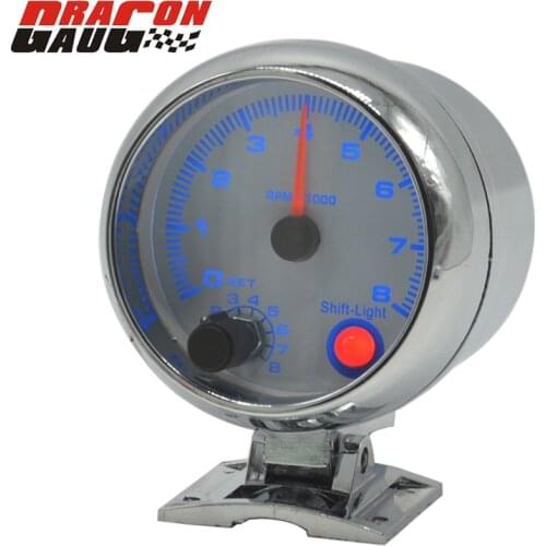 3.75 inch High Speed Stepper Motor Racing modified blue blacklight LED tachometer gauge 0-8000 RPM f ree shipping