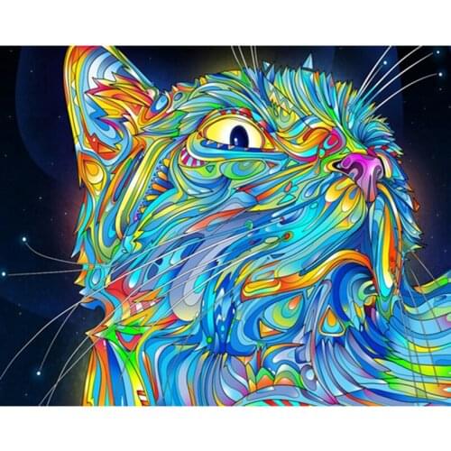 YNX new 5D diamond painting cartoon round diamond animal cross stitch square diamond DIY cat color abstract diamond painting