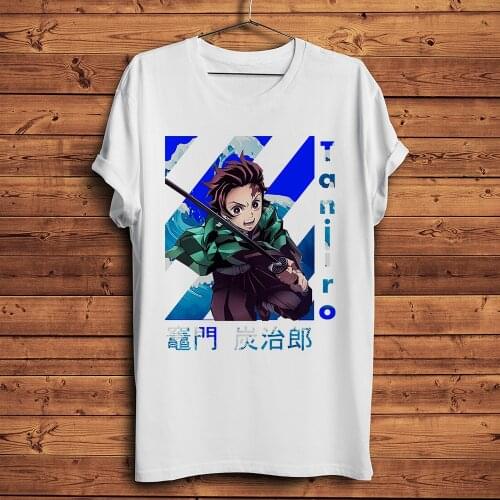 Tanjirou Zenitsu Inosuke Shinobu Giyuu Demon Slayer funny anime tshirt Men White Casual short sleeve T Shirt Unisex manga tee