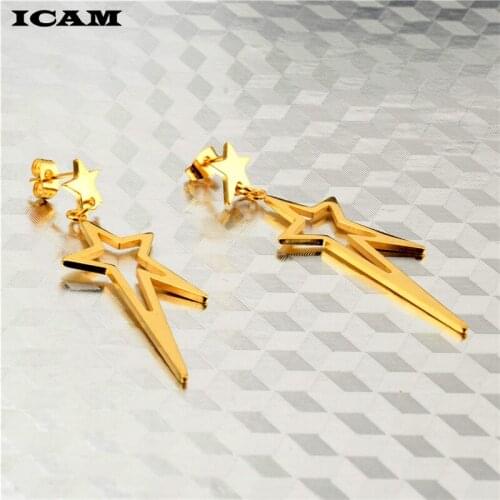 ICAM Korean Fashion Geometric Long Star Earring Stainless steel Ear Stud New Big Earrings Bijoux Brincos
