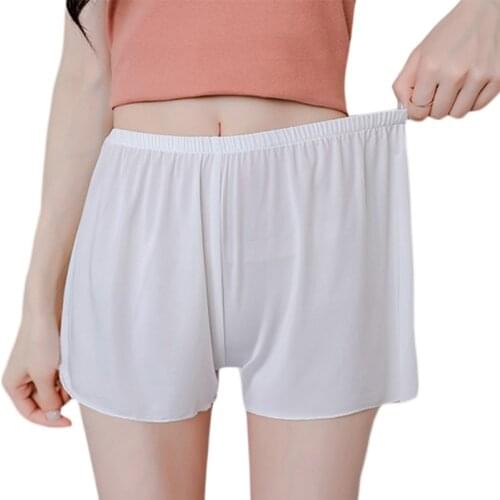 Women Silky Seamless Safety Pants Solid Color Loose Shorts Underwear Lingerie