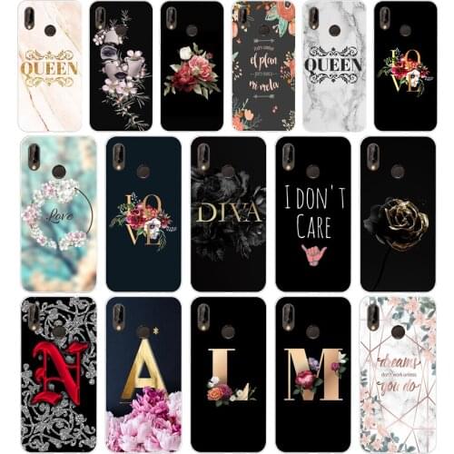 104AA Letter Flowers Silicone TPU Protective Cover Phone Case On For Huawei P20 30 Pro Lite Case Soft