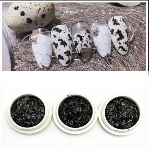 1Pc Eggshell Nail Glitter Quail Egg Nail Art Sand Mini Box Nail Polish Powder Black Material Nail Decoration Manicure Accessory