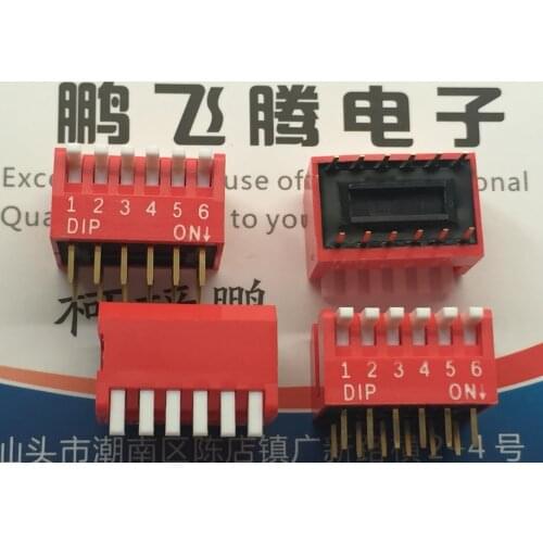 1PCS DPL-06-V Taiwan Yuanda DIP dial code switch 6-bit key type side dial code straight plug 2.54 pitch red 6P