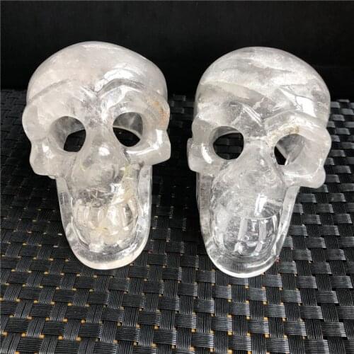 1pcs Amazing natural clear quartz crystal hand carving hollow out skull figurine healing crystals wicca Spirit Speak divination