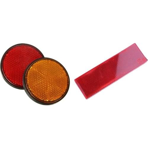1x Warning Reflective Safety Plate/Tape Reflector Stickers & 2Pcs 2Inch Round Red and Orange Reflectors Universal
