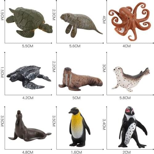 10 Pack Mini Ocean Animal Figures, Plastic Educational Sea Creature Toys Realistic Miniature Figurines Marine Bath Pool Toys