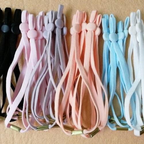 100pcs Mask Sewing Elastic Band Cord with Adjustable Buckle Iron Stretchy Mask Earloop Lanyard Earmuff Rope DIY Making Supplies