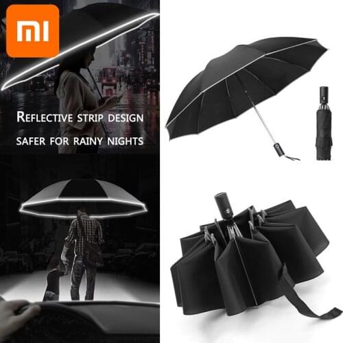 2021 Xiaomi Fashion Portable UV Folding Automatic Umbrella Rain Wind Resistant Trip Sun Umbrellas Reverse Umbrella For Xiaomi
