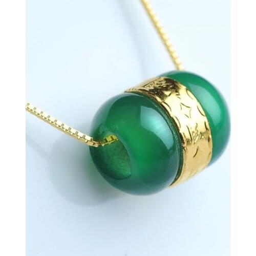 Hot Sale 24k Yellow Gold Foiled Perfect Green Jade Loose Bead / Pendant 1PCS