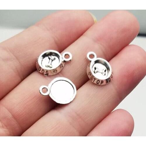 40pcs/lot--15x10mm, Antique silver plated 3d Dog dish charms,DIY supplies,Jewelry accessories