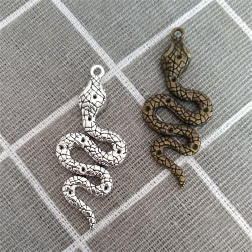 6Pcs 22x50mm Metal Vintage Snake Charms Animal Pendants Accessories For Making Earrings Necklace Bracelet DIY Jewelry Handmade